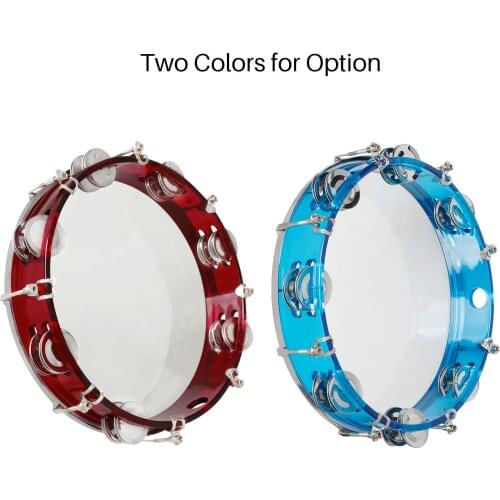10 Inch Handheld Tambourine Double Row Musical Educational Toy Instrument Tambourine Drum Set Percussion Instrument