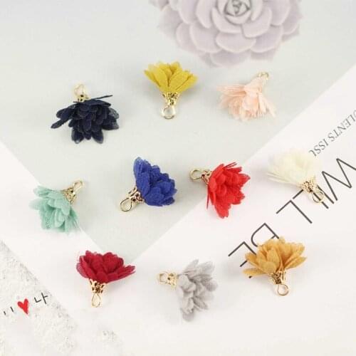 10Pcs 2cm Tassel Vintage Fabric Tassels Fringe For Purl Macrame DIY Jewelry Key chain Cellphone Straps Pendant
