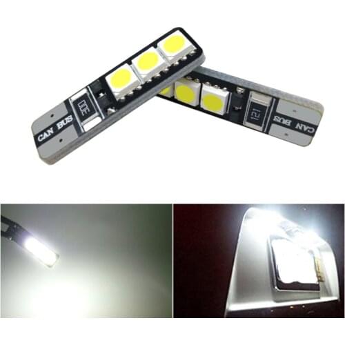 2pcs/Lot Canbus T10 LED 194 168 W5W 6 SMD 5050 LED Car Interior Bulbs Reading Light Parking Width Lamps License Plate Light