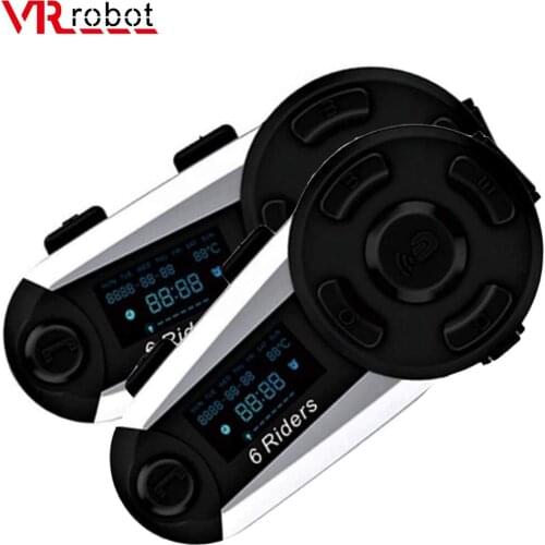 2PCS Motorcycle Helmet Intercom 1200M Up to 6 Riders Bluetooth Helmet Headset Interphone Wireless Waterproof Intercomunicador