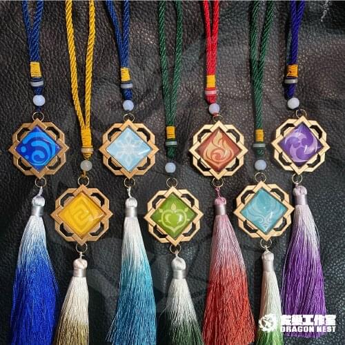 2021 HOT Game Genshin Impact Eye of God Double-Sided Tassel Pendant Bag Accessories Anime Handmade Props Cospaly