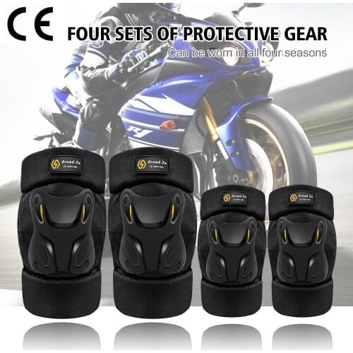 4PC Motorcycle Protective Knee Pads Elbow Guards Kit Kneecap Motocross Cycling Skating Racing Riding Protection Gear 4 Seasons