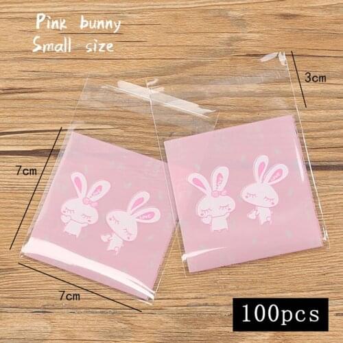 50pcs/lot Self Adhesive Plastic Bag Cartoon Rabbit With Eyes Closed Candy Soap Cookie Handmade Biscuit Party Favors Gift Bags