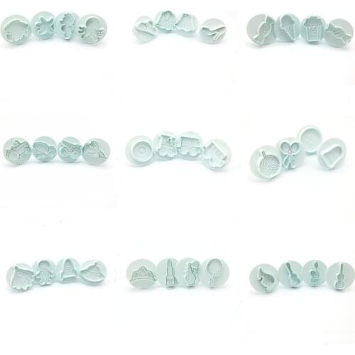 9Styles DIY Press Spring Cookie Cutter Transportation Music Astronaut Biscuit Mould Makeup Plastic Baking Cake Decorating Tools