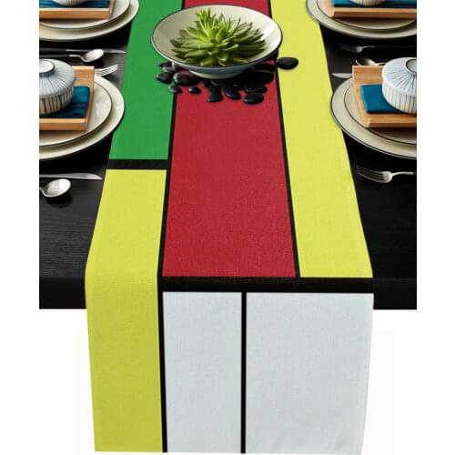 Abstract Geometric Block Color Table Runner Modern Wedding Decorations Dinning Table Runners Placemat Christmas Decorations