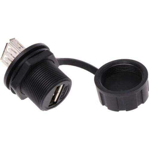 USB Female Socket Power Adapter Mounting In Panel Connector Extension Cable USB 2.0 Water Proof Connector IP67 With Cap-M15