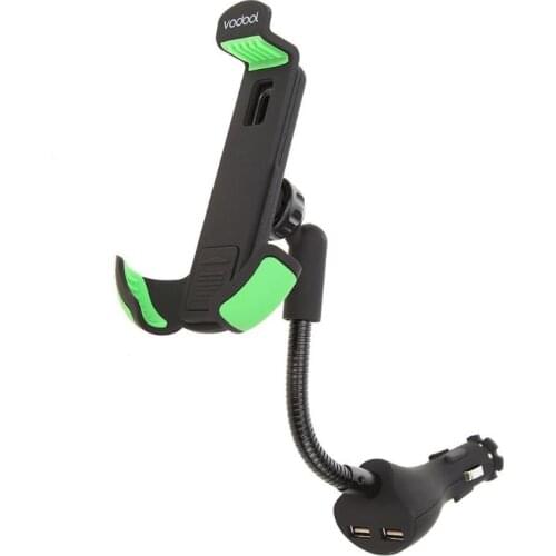 VODOOL Universal Non-slip Car Phone Holder Mount Stand Dual USB Charger 360 Degree Rotating Mobile Phone Stand Brac