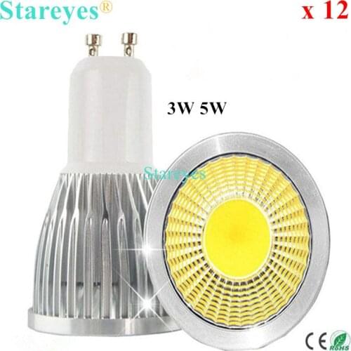 Free shipping 12 pcs Dimmable 5W 3W GU10 E27 B22 E14 GU5.3 MR16 LED COB Spotlight Downlight Droplight lamp bulb LED Light