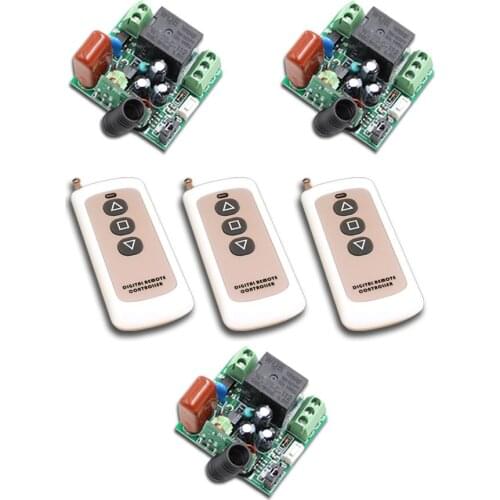 220V Wireless Remote Control Switch 3Receiver 3Transmitter Learning Code Momentary Latched Adjusted 10A Mini Transmitter