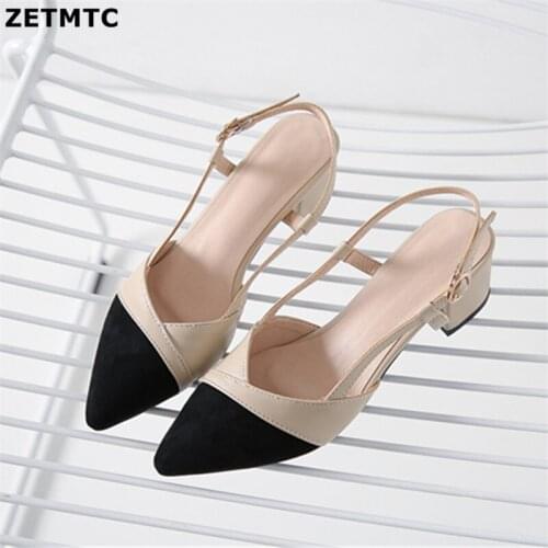 Big Size 31-43 Slingback Sandals Women Brand Mixed Colors Back Strap Summer Shoes Woman Thick Heels Sandals Footwear black