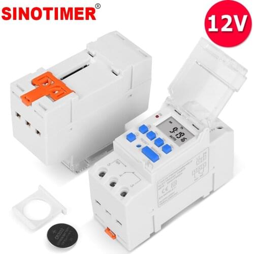 DC 12V 16A 5 PINS 1NO+1NC Digital Solar 24hrs Timer Switch with Sleep Mode and AM/PM Display