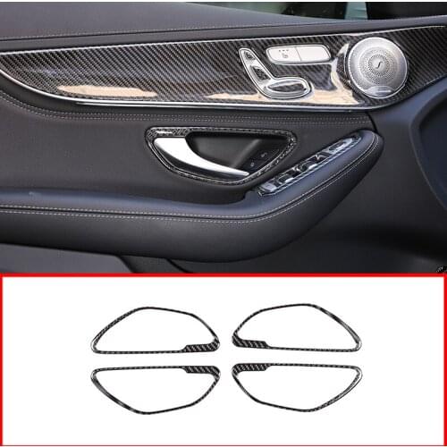 For Mercedes Benz C Class GLC X253 W205 2016-2019 Inner Door Handle Frame Decoration Cover 3D internal Sticker Accessories