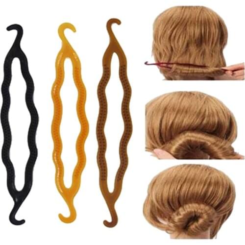 Furling Girl 1pc Black or Coffee Double Hooks Magic Hair Bun Maker Easy Hair Styling Tool Hair Styler Accessories