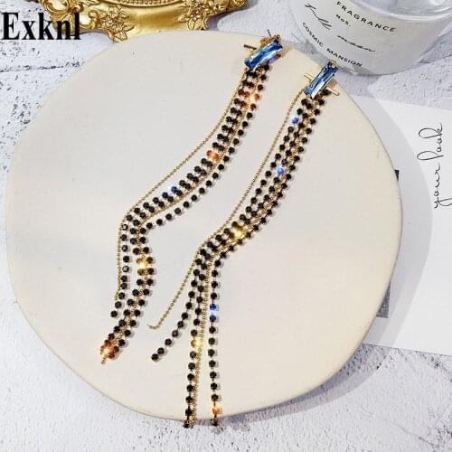 Exknl Fashion Big Wedding Long Drop Earring for Women Girls Jewelry Korean Christmas Dangle Tassel Bridal Vintage Earring 2020