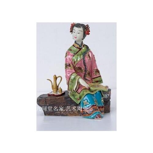 Handcrafted porcelain figures shiwan figures Lin Naihe Chinese style living room porch decoration