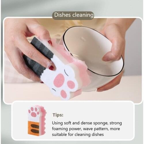 Hot Sale Sponge Cat Claw Sponge Wipe Thickening Decontamination Kitchen Brush Pot Dishwashing Sponge Block Cleaning Sponge Brush