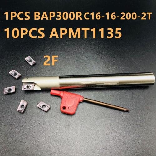 1PCS BAP300R C16-16-200-2T HSS inner diameter indexable shoulder milling cutter bar + 10PCS APMT1135 lathe tool carbide tool