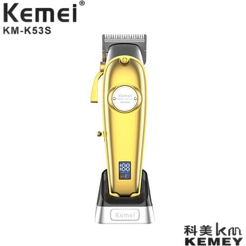 Kemei Hair Trimmer KM-53s USB Rechargeable Hair Clipper Oil Head Clipper Carving Hair Line Clipper White Push Haircut LCD