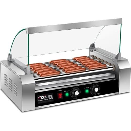 Costway Commercial 18/30 Hot Dog Hotdog 7/11 Roller Grill Cooker Machine w/ Cover (7 Roller Grill)