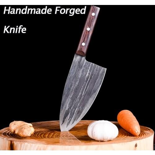 Handmade Forged Chef Chopping Knife Stainless Steel Butcher Cleavers Bone Meat Cutting Slicing Kitchen Knives Full Tang Handle
