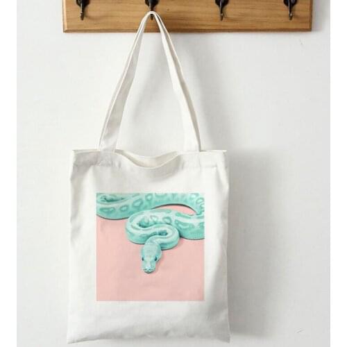 Colorful Snake Sell Well Shoulder Handbags Canvas Shopping Bag Punk Vintage Handbag Aesthetic Cartoon Art Shopper Bag