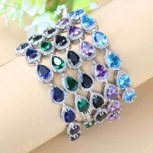 Best Selling Silver Color Overlay Water Drop Chain Link Bracelet Health Fashion Jewelry For Women Free Gift Box SL29