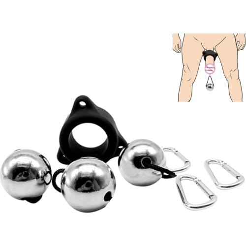 Male Gravity Ball Chastity Device glans Penis Rings Exerciser Metal Ball Penis Enlargement Pump Stretcher Extender Sex Toys