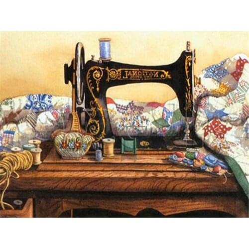 Sewing Machine Landscape DIY Cross Stitch 11CT Embroidery Kits Needlework Craft Set Printed Canvas Cotton Thread Home Room