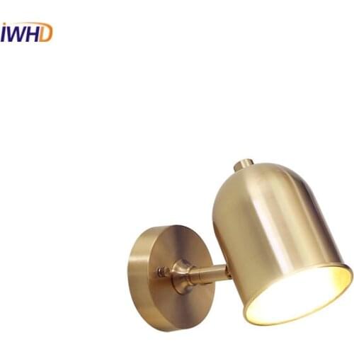 IWHD Copper Nordic Wall Lamps Living Room Creative Bathroom Mirror Light LED Bedroom Home Wall Lighting Arandela Luminaire