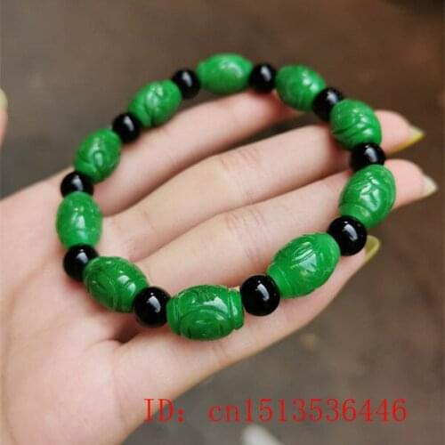 Natural Green Jade Bracelet Hand Carved Money Beads Accessories DIY Bracelets Gemstone Bracelet for Women Bangles Jelewery