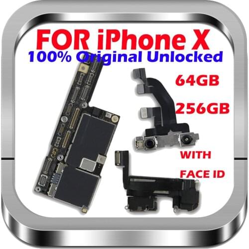 Clean iCloud Full Chips Unlocked Mainboard With/No FACE ID 100% Original For IPhone X Free ICloud Motherboard Lte 4G Network