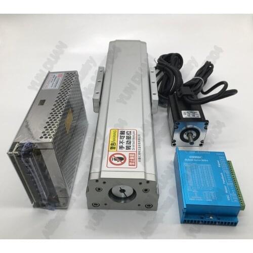 200mm Fully Enclosed Guide Linear Module 4pcs Sliders 16mm Ballscrew Sliding Table & NEMA23 Easy Servo Motor &Power Supply Kits