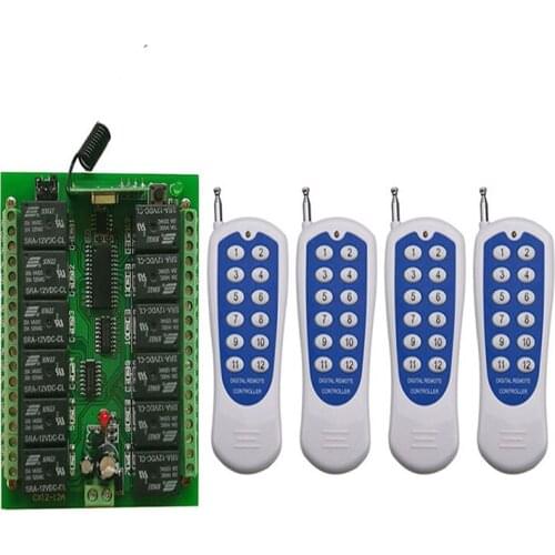 DC 12V 24V 12 Channels 12CH RF Wireless Remote Control Switch Remote Control System receiver transmitter 12CH Relay 315/433 MHz