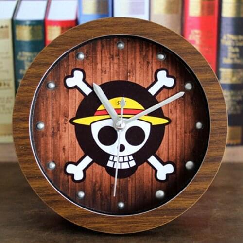 Retro Style Faux Wood Skull Alarm Clock Home Mini Minimalist Desktop Quartz Clocks