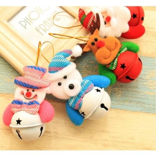 Christmas Doll Bells Snowman Bear Elk Santa Claus Shape Bells Christmas Tree Decorations for Home Party Xmas Bell Pendant
