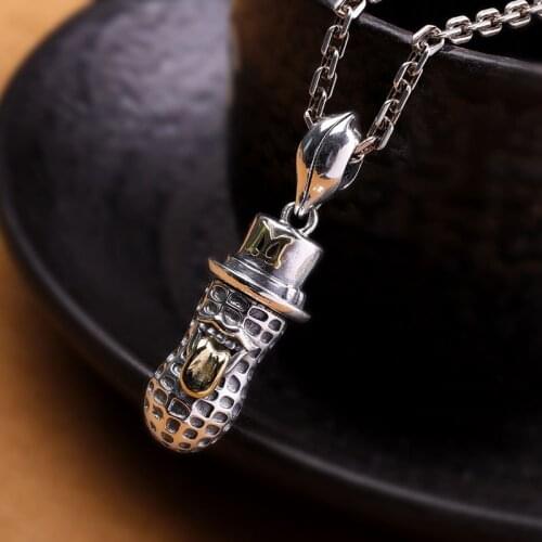 S925 sterling silver jewelry personality Thai silver precision peanut unisex ga wu black box pendant
