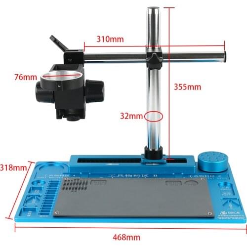 Aluminum Alloy Trinocular Binocular Microscope Stereo Microscope Horizontal Migration Phone Repair Adjustable Stand Work Table