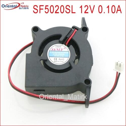 Free Shipping SF5020SL 12V 0.10A 5CM 50*50*20mm 2Pin For Ultra Quiet Humidifier Turbo Cooling Fan