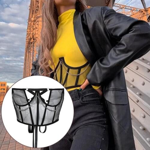 Womens Corset Retro Solid Color Waist Corsets Street Net Mesh Underbust Corset Elastic Belt Tight Sexy Short Corset Shaper