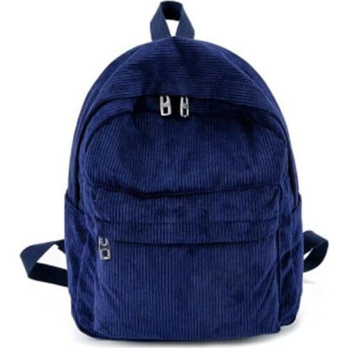 Women Vintage Rucksack Corduroy Backpack School Bag Casual Computer Bookbag