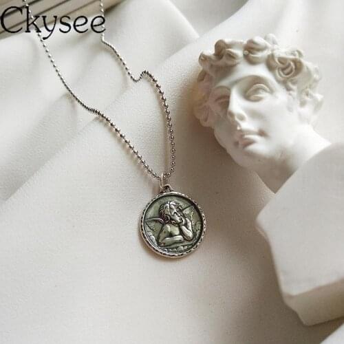 Ckysee New Real 925 Sterling Silver Guardian Angel Pendant Necklace For Fashion Women Simple Fine Charms Jewelry