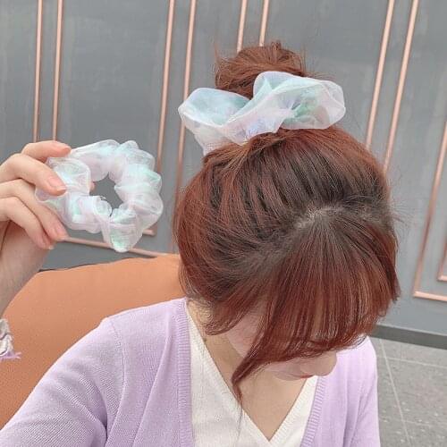 Mermaid Hair Ring Ins Girl Mesh Gauze Ponytail Head RopeIntestine Hair Rope Elastic Band Girls Headbands White Ponytail Holder