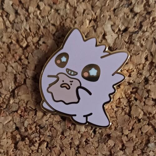 Anime Happy Ghost Hard Enamel Pins Cartoon Ditto Brooches Women Men Lapel Badges Backpack Collar Fashion Jewelry Gifts For Kids
