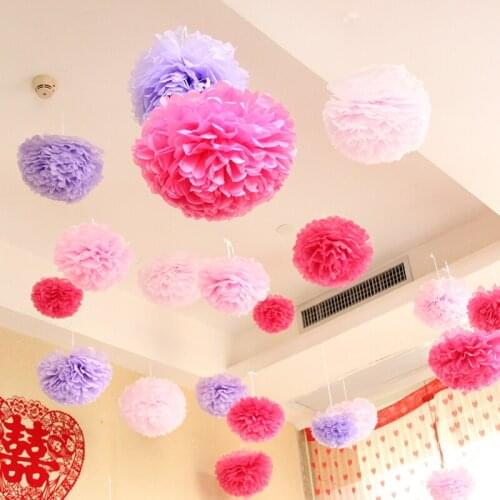 1pc 10''25cm Paper PomPom Tissue Ball Decorative Supplies Flower for Wedding Home Party Room Banquet Decor Pompon Craft Supplies