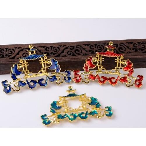10 Pieces 96*61 mm Chinese Style Pavilion Shape Charms Connector Decorative Accessories DIY Jewelry Making