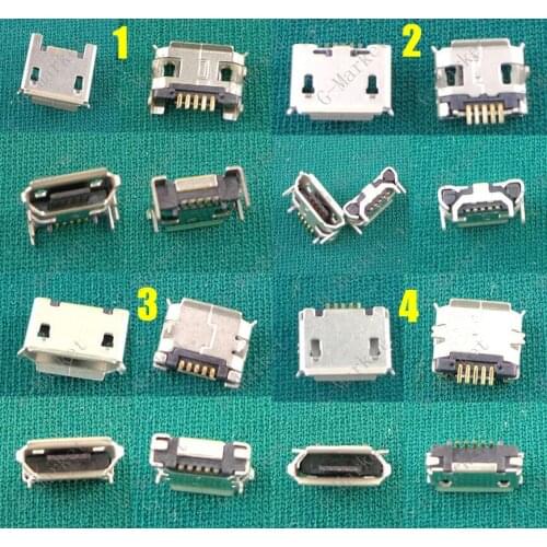 100pcs 4models Micro USB 5P,5-pin Micro USB Jack,5Pins Micro USB Connector Tail Charging socket mini USB