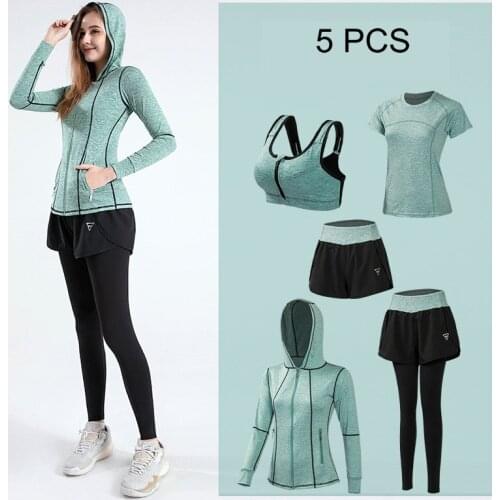 2/3/4/5Pcs Sports Yoga Set Women Tracksuit Athletic High Waist Leggings Outfit Workout Sportswear Gyms Crop Top Sports
