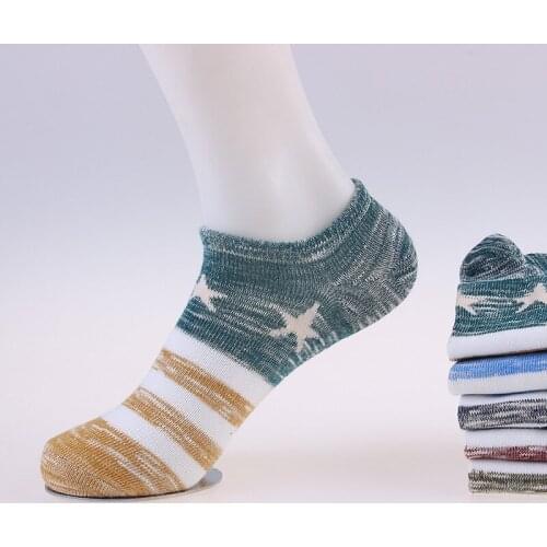 5 pairs/ lot 2017 spring summer High quality cotton stripe Men socks short boat socks for Mens socks
