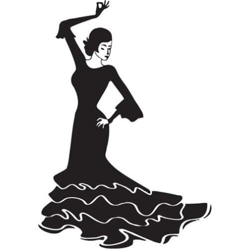 9.3*13.4CM Beautiful Spanish Dancer Of Car Stickers Personality Reflective Vinyl Car Decals Black/Silver C7-0262