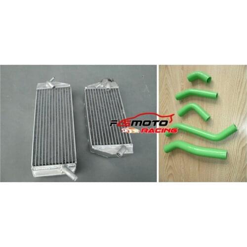 FOR KAWASAKI KXF450 KX 450 F KX450F 06 08 2006 2007 Aluminum radiator + Green hose